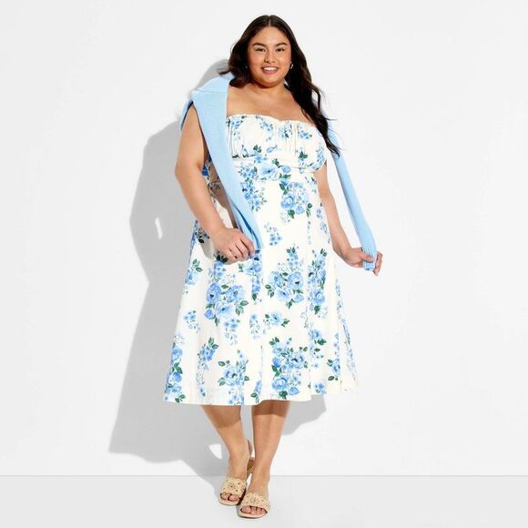 Wild Fable Dresses & Skirts - Wild Fable - Women's Fit and Flare Strapless Midi A-Line Dress White